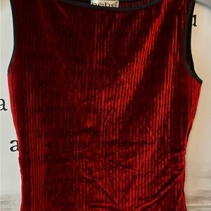 Vintage Bebe Ruby Red Velvet Ribbed Tank Top. Gorgeous color. Like new